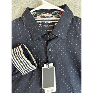 Denim and Flower Ricky Singh Men's Medium Blue Geometric Flip Cuff‎ Preppy New
